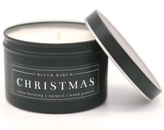 Ships Next Day, Sale, Christmas Candle - Christmas Scent 8oz Soy white Candle Gift for Her, Gift for Him