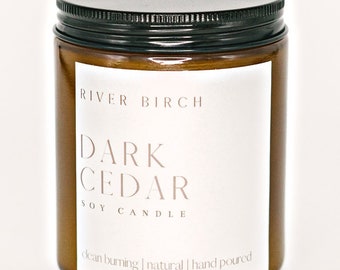 SHIPS NEXT DAY Clear out, Christmas Candle Dark Cedar Scent Glass Tree Candle