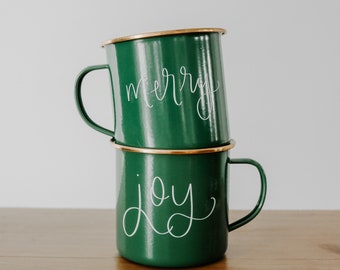 Christmas Coffee Mug, Stainless Steel, Merry or Joy