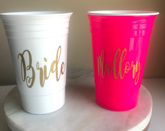 Personalized Reusable Plastic Cup Hard, 16oz Washable, reuse Holiday Party Cups