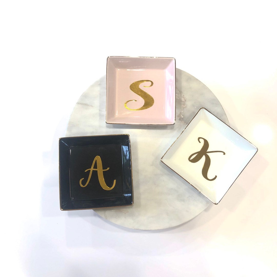 Ring Dish, Personalized Initial Letter Jewelry Holder Vinyl Decal ...