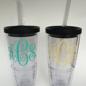 Large 24oz Personalized Tumbler, Monogrammed, Sip Lid & Straw Included, Double Walled/BPA Free image 4