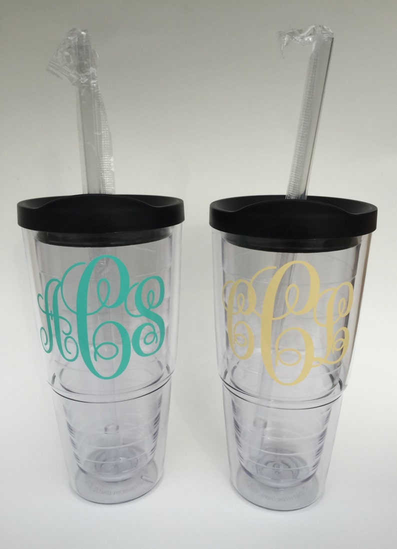 Large 24oz Personalized Tumbler Monogrammed Sip Lid And Straw Etsy