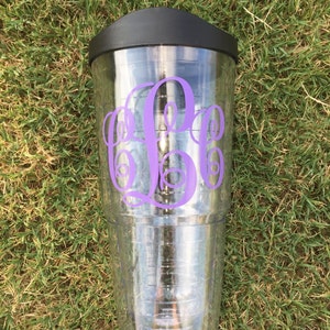 Large 24oz Personalized Tumbler, Monogrammed, Sip Lid & Straw Included, Double Walled/BPA Free image 2