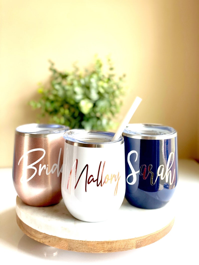 Custom Tumbler with straw ,Personalized Wine Cup Bridesmaid Gift Custom Bachelorette Bridal Wedding Gifts, Lid and Straw, Custom 