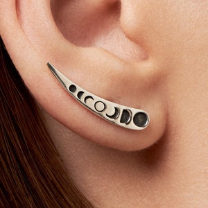 Mondphasen Ohr Kletterer Silber Himmlische Ohrringe Ohr Crawler Ohrringe Moderner Schmuck Boho Mondsichel Ohrmanschette Geschenk für Sie - FES030