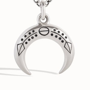 Crescent Moon Necklace Double Horn Sterling Silver Charm Tusk Horns Boho Jewelry Gift for Her FPE021 image 2