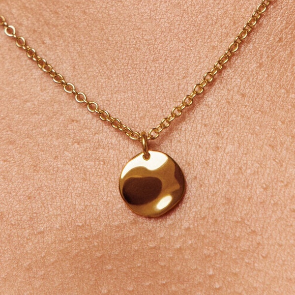 Gold Disc Necklace Silver Delicate Dainty Necklace Simple Minimal Necklace  Everyday Jewelry 14K Gold Jewelry - FPE028