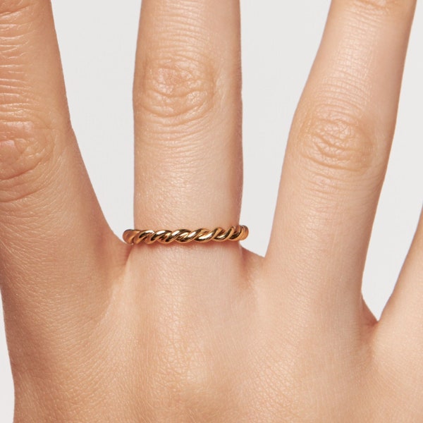 Gold Braid Ring • Silver Twist Ring  • Friendship Ring • Rope Ring • Gift for Her • Mothers Day Gift • Thin Thick Braid Rings - FRI020