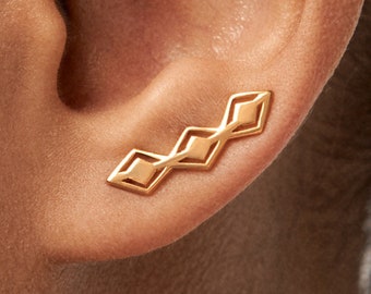 Aztec Style Sterling Silver Ear Cuff Ear Sweep Pin Earrings Boho Jewelry  Gift for Her - FES016
