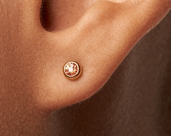 Puces d'oreilles cz champagne foncé • Petites puces d'oreilles minimalistes de 3 mm • Boucles d'oreilles argentées et dorées • Puces d'oreilles zircone cubique - CST016