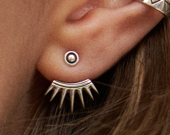 Sterling Silver Ear Jacket Earrings Sunshine Ear Cuff Earrings Boho Jewelry  Gift for Her - JKT001
