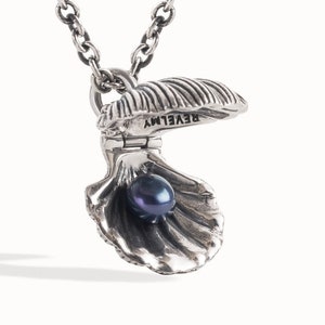 Collana di perle Collana di conchiglie d'argento fatta a mano Collana di perle in ostrica con ciondolo nautico oceanico Collana in argento regalo per lei FPE036 immagine 6