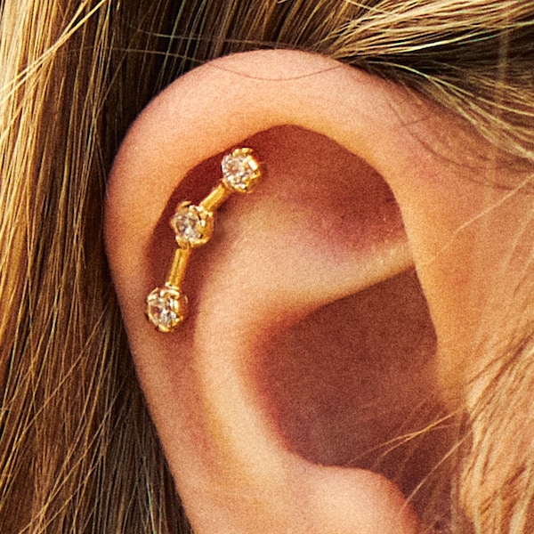 Himmlische Sterne Helix Ohrring Sterling Silber Gold Helix Piercing Zierlich Modern Knorpel Ohrring Helix Schmuck Bolzen Konstellation - CRT007