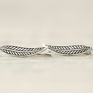 Bladoorbellen Ear Cuff Ear Climber Sterling Silver Pin-oorbellen Ear Jacket Ear Wrap Oorbellen Boho-sieraden - FES025
