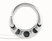 Moon Phase Septum Ring Nose Ring Body Jewelry Sterling Silver Bohemian Fashion Indian Style 14g 16g 18g Gift for Her - SE041 - Black Friday
