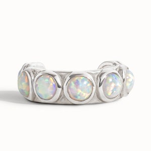 Sterling Silver Ear Cuff Earring Blue Opal Stones Inlay Ear Wrap Earrings Modern Jewelry Gift for Her ECU009 Fire Snow Opal