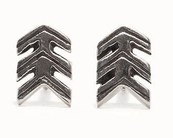 Triangle Arrows Stud Earrings Sterling Silver Earrings Chevron Bohemian Modern Jewelry  Gift for Her Christmas Gifts Black Friday - CST005