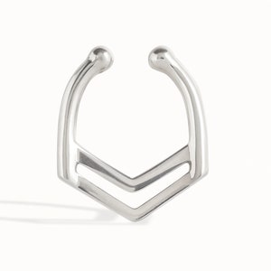 Fake Nose Ring Fake Septum Ring Body Jewelry Sterling Silver Bohemian Fashion Indian Style  Gift for Her - BSE028