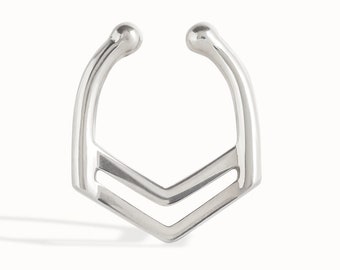 Fake Nose Ring Fake Septum Ring Body Jewelry Sterling Silver Bohemian Fashion Indian Style  Gift for Her - BSE028