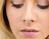 Moon Phase Septum Ring Nose Ring Celestial Jewelry Sterling Silver Bohemian Fashion Indian Style 14g 16g - SE041 - Black Friday