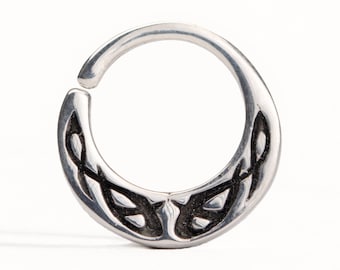 Celtic Jewelry Septum Ring in Sterling Silver Nose Ring Body Jewelry Boho Indian Style 14g 16g  Gift for Her - BSE042