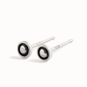 Tiny Silver Stud Round Dot Sterling Silver Stud Earrings Moon Eclipse Modern Jewelry   Gift for Her - CST004