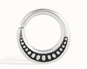 Septum Ring Moon Phase Celestial Nose Ring Sterling Silver Bohemian Body Jewelry Fashion Indian Style 14g 16g - BSE026