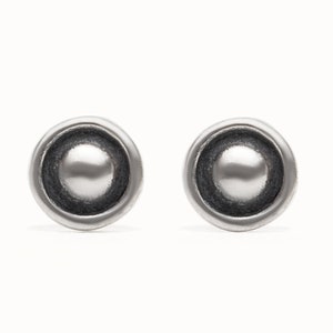 Tiny Silver Stud Round Dot Sterling Silver Stud Earrings Moon Eclipse Modern Jewelry Gift for Her CST004 image 3