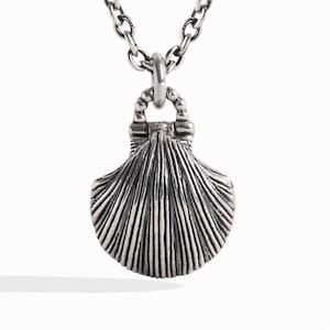 Collana di perle Collana di conchiglie d'argento fatta a mano Collana di perle in ostrica con ciondolo nautico oceanico Collana in argento regalo per lei FPE036 immagine 1