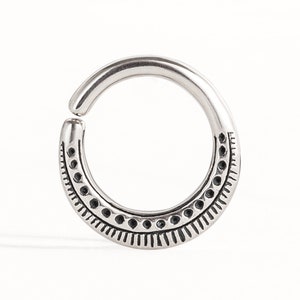 Septum Ring Nose Ring Body Jewelry Sterling Silver Bohemian Fashion Indian Style 14g 16g Gift for Her BSE023 image 1