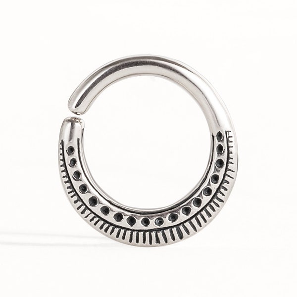 Septum Ring Nose Ring Body Jewelry Sterling Silver Bohemian Fashion Indian Style 14g 16g  Gift for Her - BSE023
