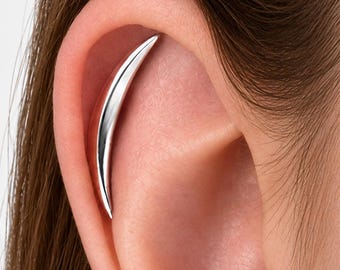 Cartilage Earring Crescent Moon Helix Earring 20G 18G 16G Gold & Silver Minimalist Stud Piercing Dainty Jewelry Flat Back Earring - CRT001