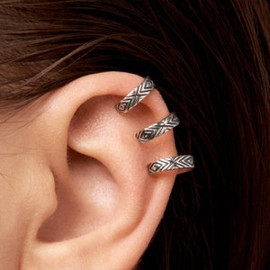 Orecchini a polsino in argento sterling Orecchini aztechi malocchio Chevron Ear Wrap Orecchini Boho Gioielli Regalo per lei ECU005 immagine 1