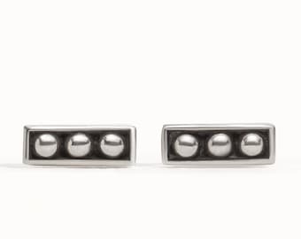 Silver Stud Earrings Sterling Silver Square Earrings Bohemian Jewelry  Gift for Her - CST003