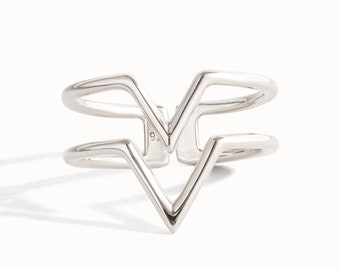Stackable Ring Double Arrow Wire Ring Sterling Silver Adjustable Ring Wrap Ring Boho Jewelry  Gift for Her - FRI008