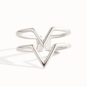 Stackable Ring Double Arrow Wire Ring Sterling Silver Adjustable Ring Wrap Ring Boho Jewelry Gift for Her FRI008 image 1