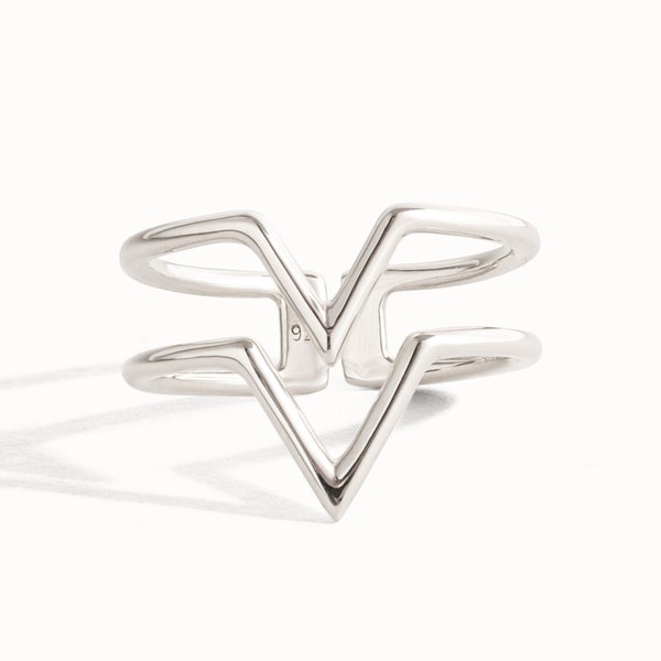 Stackable Ring Double Arrow Wire Ring Sterling Silver Adjustable Ring Wrap Ring Boho Jewelry  Gift for Her - FRI008
