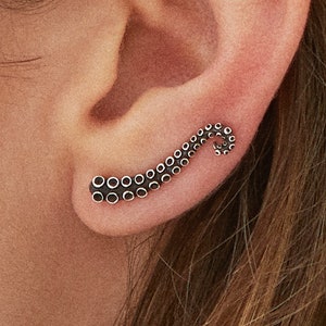 Octopus Ear Climber Earrings Sterling Silver 925 Ear Cuff Earrings Boho Jewelry Tentacle Ear Crawler Gift for Her FES001 image 6