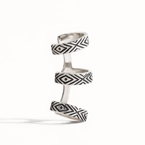 Sterling Silver Ear Cuff Earring Aztec Evil Eye Chevron Ear Wrap Earrings Boho Jewelry Gift for Her ECU005 image 2