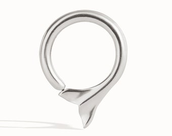 Fishtail Septum Ring Whale Tail Nose Ring Silver Body Jewelry Sterling Boho Beach Fashion Style 14g 16g Gift for Her - BSE044