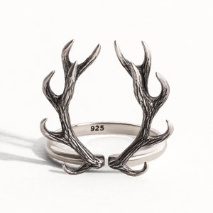 Deer Antler Ring Sterling Silver Ring Statement Ring Adjustable Ring Boho Jewelry Jewelry Gift for Her - FRI001