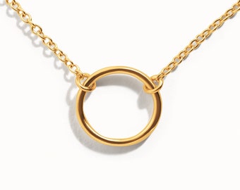 Kreis Halskette Silber & Gold Karma Halskette Zarte Zierliche Halskette Einfache Eternity Halskette 14K Schmuck Goldschmuck - FPE029