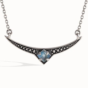 Gothic Pendant Crescent Moons Necklace Moonstone Sterling Silver Charm Boho Celestial Jewelry  Gift for Her - FPE018