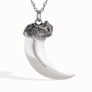 Sterling Silver 925 Bear Claw Necklace Jewelry Talon Pendant with Handmade Bohemian Jewelry Gift for Him Best Christmas Gift - FPE010