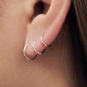 20G 14K Gold Filled Small Hoop Earrings Cartilage Thin Hoop Earring Tiny Continuous Endless Silver Hoop Earrings Dainty Hoop MHP006B image 6