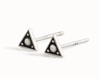 Tiny Triangle Sterling Silver Stud Earrings Edgy Modern Jewelry Earrings Gift for Her - CST002
