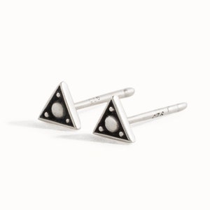 Tiny Triangle Sterling Silver Stud Earrings Edgy Modern Jewelry Earrings Gift for Her CST002 Pair - 2 Earrings