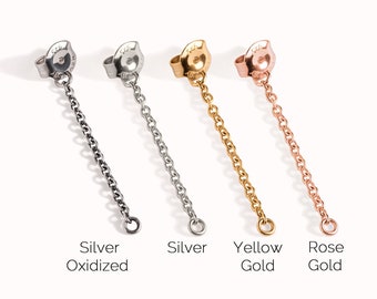 Ketting van voor naar achter • Alleen ketting • Complementeer kettinglus voor oorbellen • Gouden ketting voor oorbellen • Zilveren kettingring voor oorbellen • Gelaagd