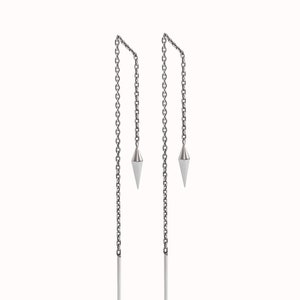 Pendientes de péndulo con cadena de plata de ley, estilo minimalista, regalo para ella - CHN001